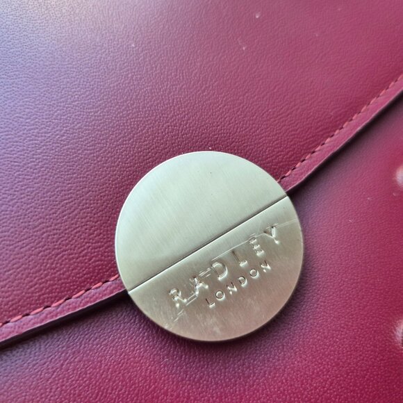 NWT Radley London Broad Street Studded Red Berry Leather Clutch Bag Zip/Snap - Picture 12 of 12